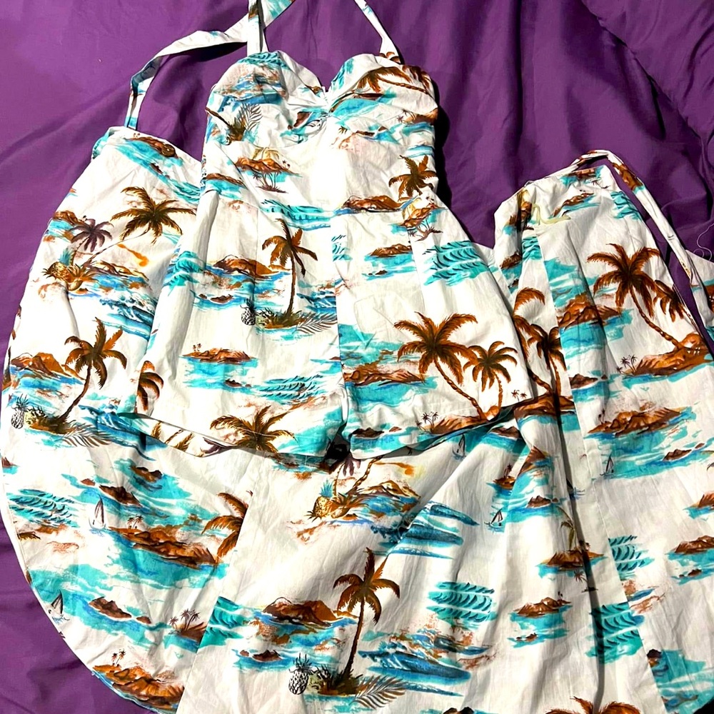 Pinup playsuit with skirt